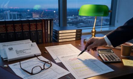 Tax forms and calculator showing alternative minimum tax calculation for 2026