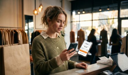 Young shopper at a laptop checkout screen comparing buy now pay later and credit card payment options