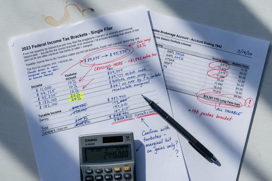 Infographic showing 2025 capital gains tax brackets for single and married filers side by side