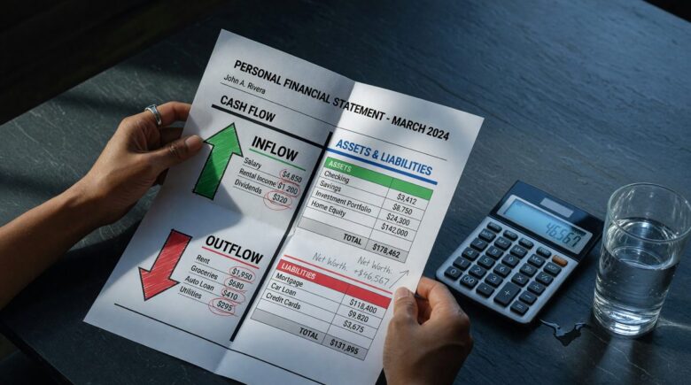 Comparison chart showing cash flow and net worth metrics side by side