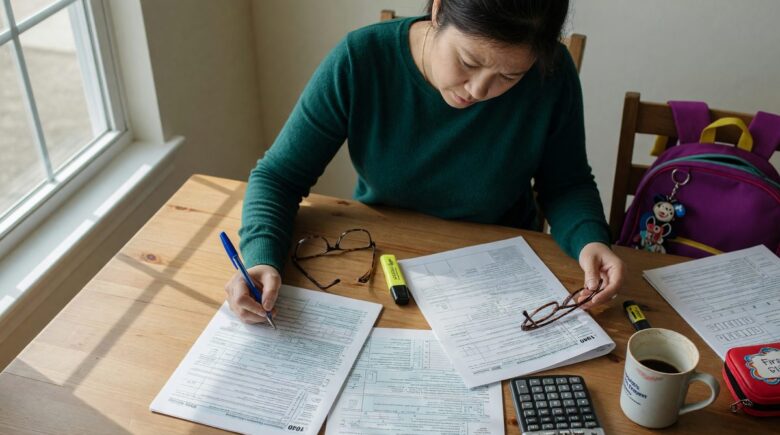Parent reviewing child tax credit eligibility requirements and amounts for 2025 tax filing
