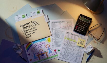 Parent reviewing tax documents comparing child tax credit and dependent care credit options