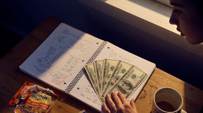 Breakdown of a $500 monthly college budget showing allocations for food, transportation, personal care, and discretionary spending