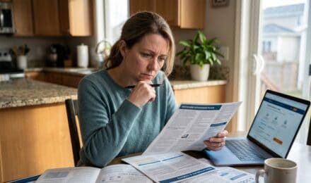 Person reviewing health insurance plan options and costs during open enrollment