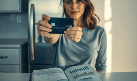 Person using a credit card to build credit score