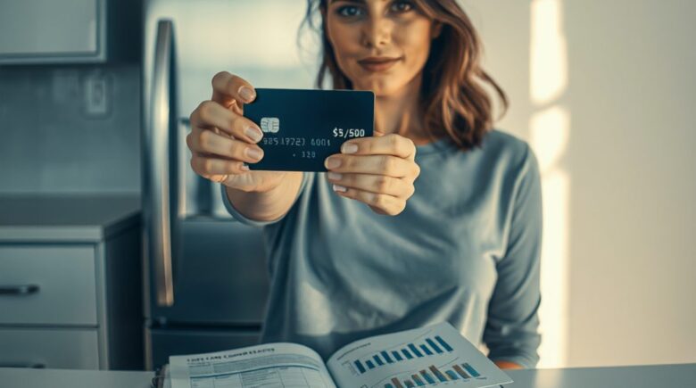 Person using a credit card to build credit score