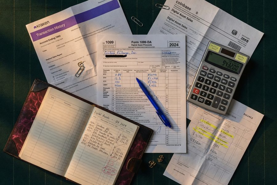 Sample Form 1099-DA showing gross proceeds fields and digital asset details