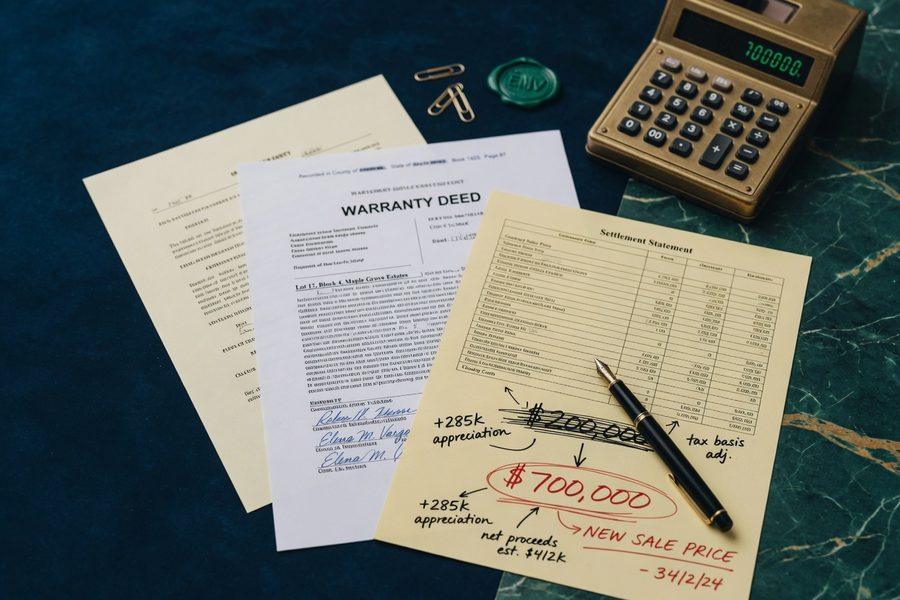 Side-by-side comparison of pre-tax and after-tax asset values in a divorce property split