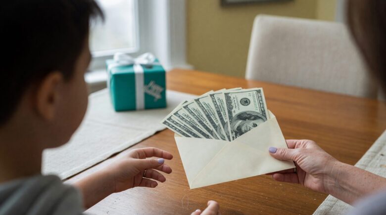 Person handing money to family member, illustrating gift tax rules and annual exclusions