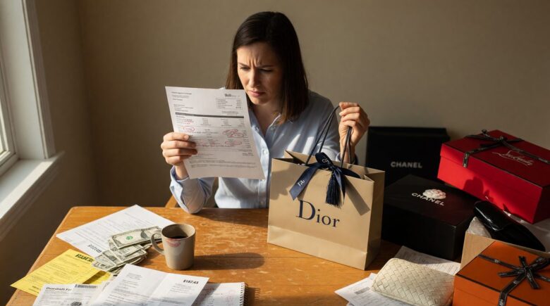 Person reviewing budget on laptop with rising expense chart visualization