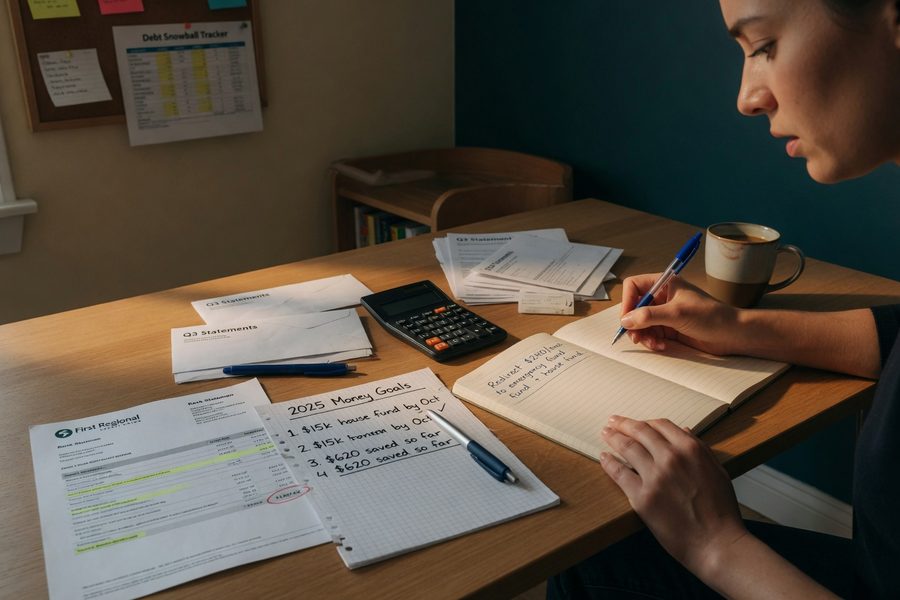 Person crossing off subscriptions on a list and redirecting savings to an investment account