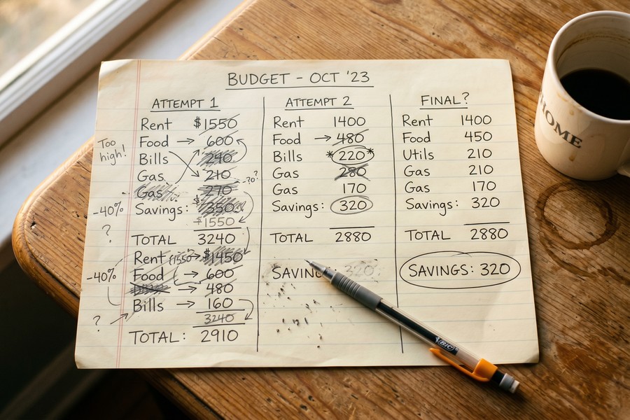 Simple monthly budget calendar showing income arrival dates, tax transfer dates, and fixed bill due dates