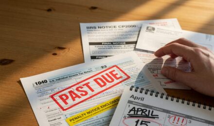 Calendar showing missed tax deadline date with penalty notice and calculator
