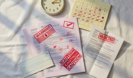 Documents and paperwork at closing table with mortgage agreement and pen