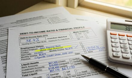 Breakdown of mortgage lender approval factors including credit score, debt-to-income ratio, employment history, and down payment