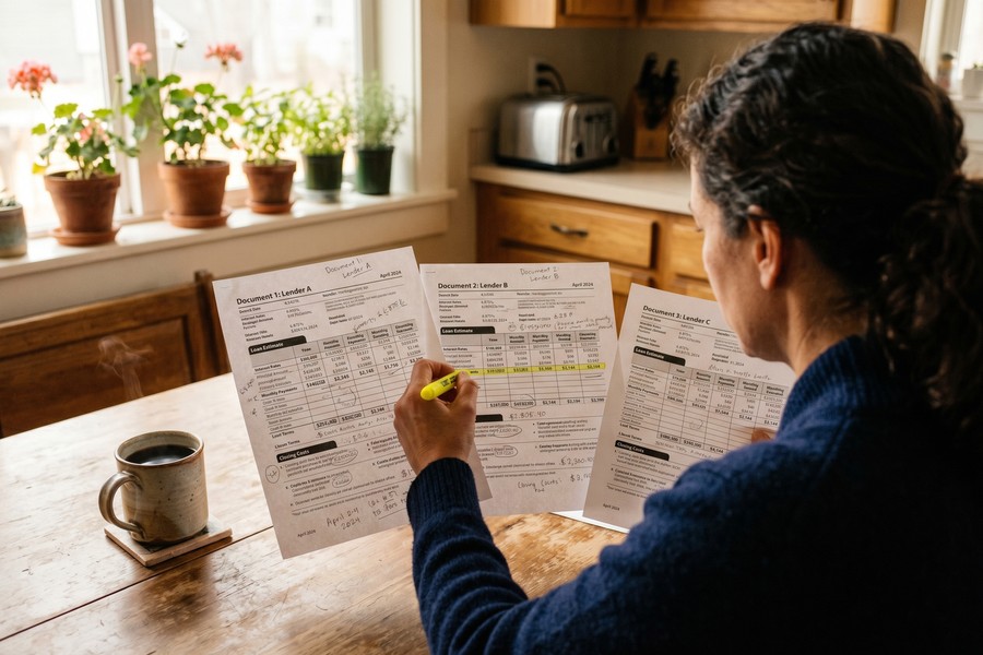 Annotated Loan Estimate form highlighting Section A discount points and corresponding rate field