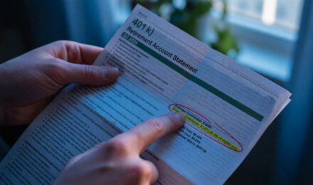 Middle-aged professional reviewing retirement savings plan and contribution strategy at desk