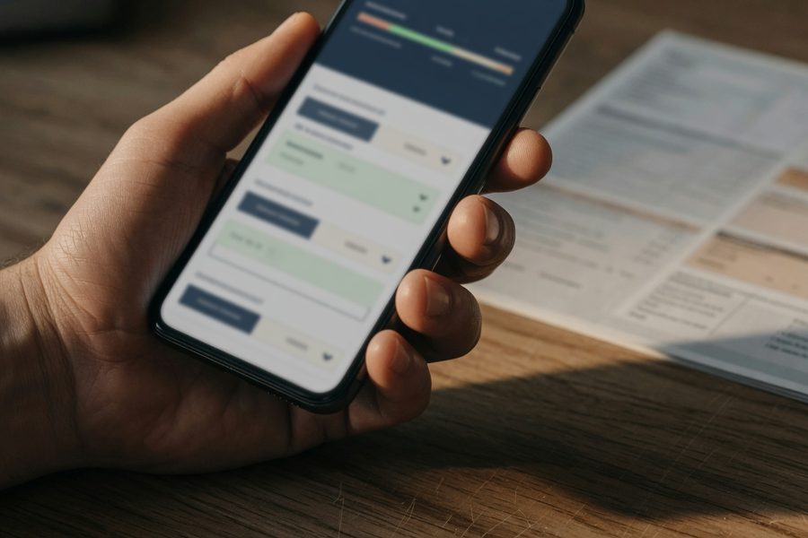 Side-by-side phones showing robo advisor dashboard and a neglected brokerage app