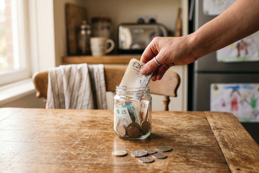 High-yield savings account dashboard showing growing emergency fund balance over 24 months