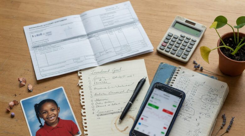 Single parent reviewing investment options and budget plan at home