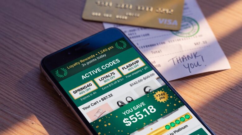 Person comparing prices on smartphone while shopping, using digital tools to verify discounts