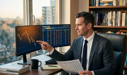 Investor reviewing portfolio losses on a laptop screen to apply tax loss harvesting strategies