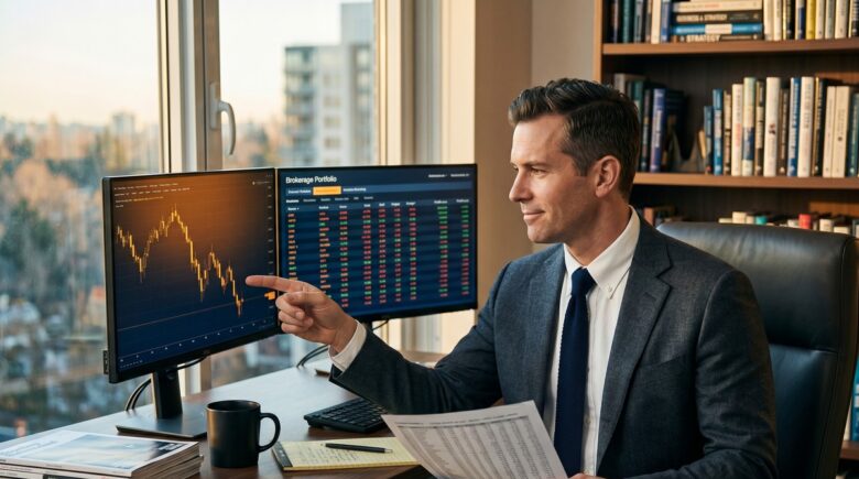 Investor reviewing portfolio losses on a laptop screen to apply tax loss harvesting strategies