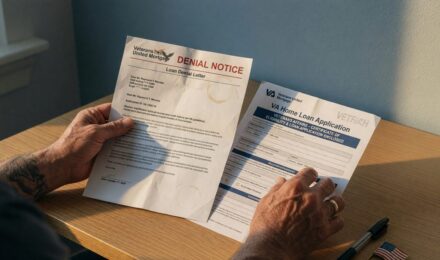 Veteran reviewing VA loan eligibility documents after foreclosure