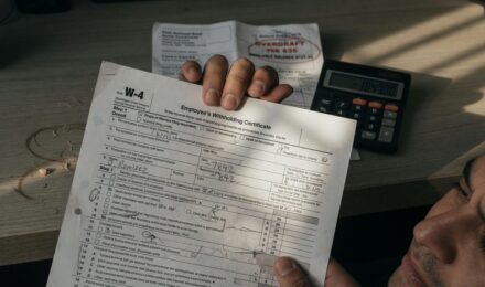 Person reviewing W-4 tax withholding form to correct errors before filing