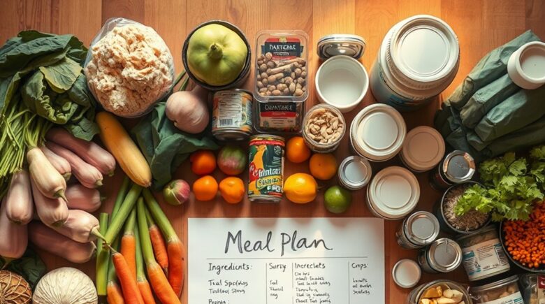 A person planning a 3-week meal plan to save on groceries