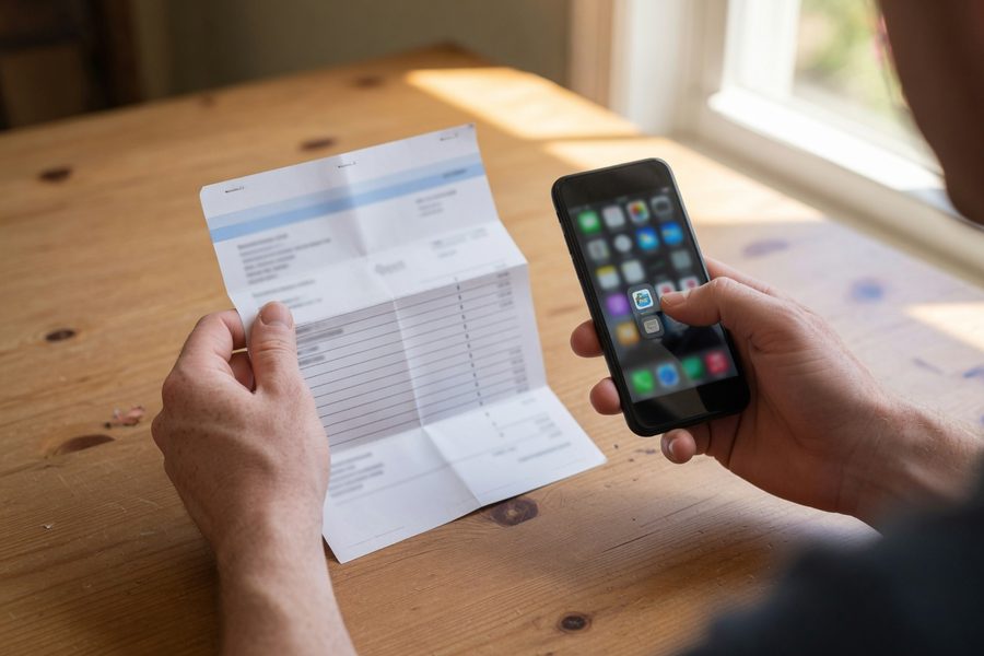Hand crossing out subscription apps on a smartphone screen
