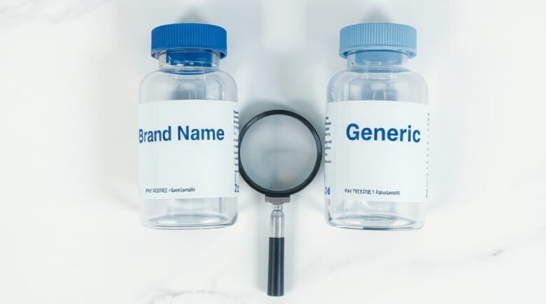 Side-by-side comparison of generic and brand name grocery items showing price differences