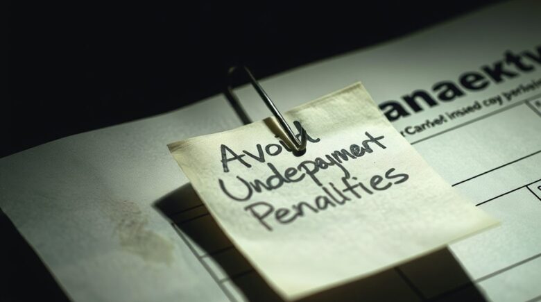 Person reviewing tax documents and avoiding quarterly tax penalties
