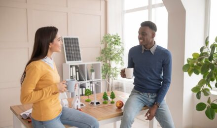 Homeowner installing energy-efficient heating system with tax credit incentives