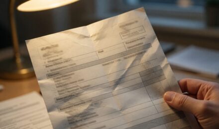 Person reviewing tax documents and unemployment paperwork after job loss