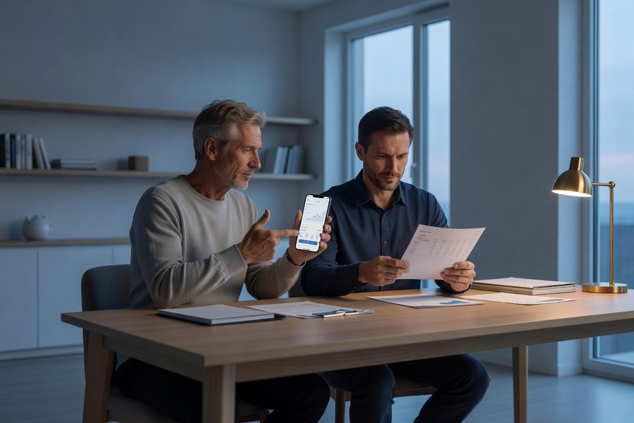 Smartphone showing Honeydue app with joint budget categories