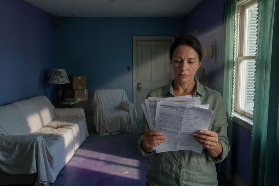 Driver's license and new voter registration card on a kitchen table next to a lease agreement