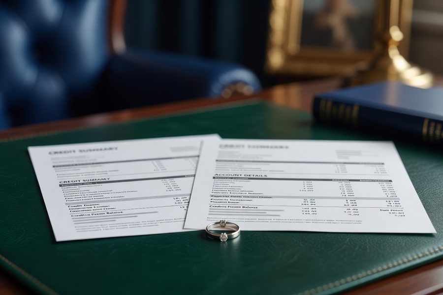 Couple reviewing a debt inventory spreadsheet at home