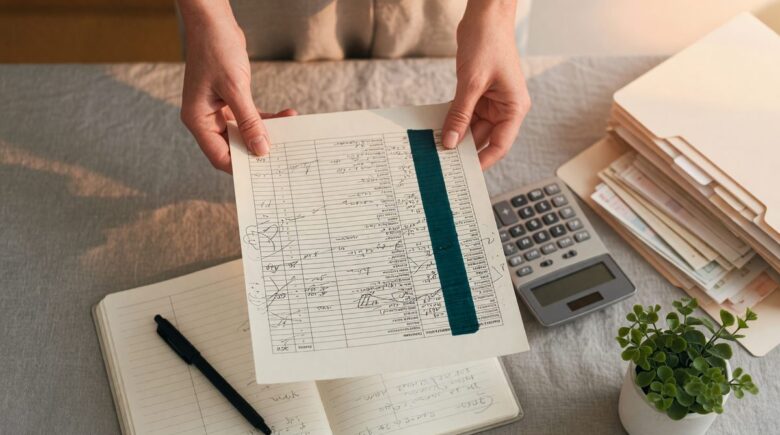 Single mother reviewing her debt payoff plan and budget spreadsheet