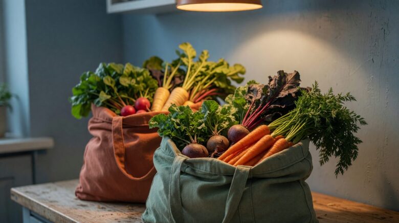 Organized grocery items with reusable containers and bulk bins demonstrating zero-waste shopping strategy