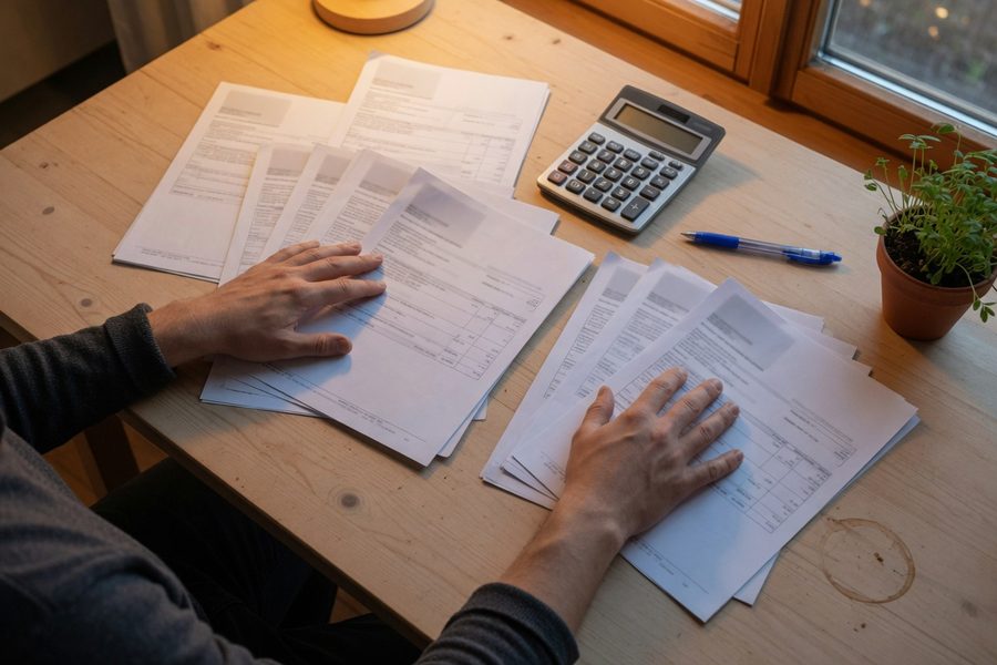 Tracking food waste with a notebook and receipts